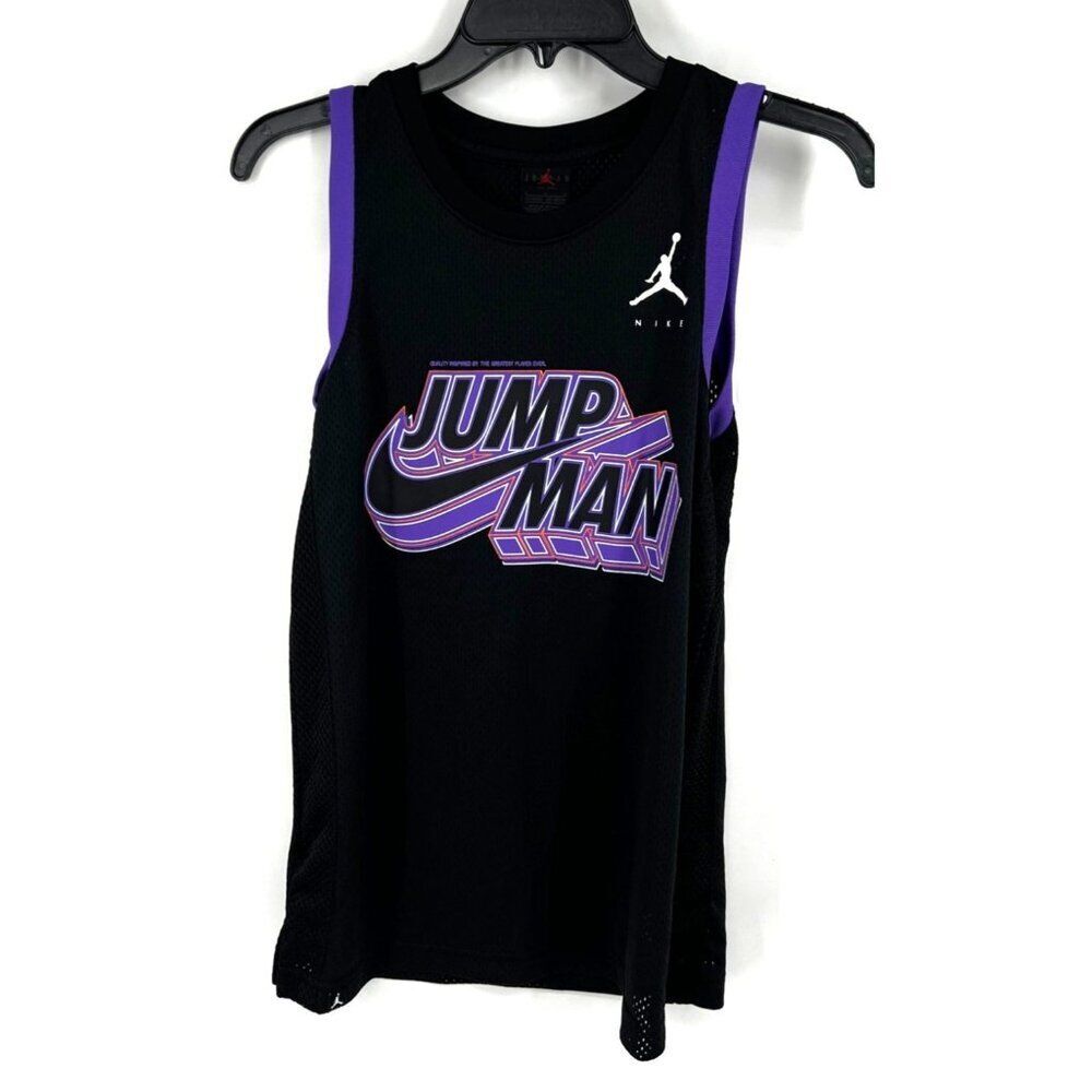 Jordan Kids Jump Man Jersey Size Large 12-13 Years Old Black Purple Mesh